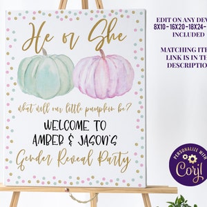 Pumpkin Gender Reveal Welcome Sign Fall Welcome Sign Little Pumpkin Sign, ID200