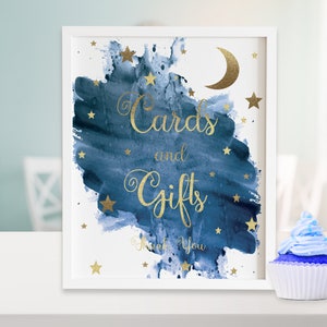 Carte e regali Twinkle Twinkle Little Star, cartello acquerello oro e blu navy, cartello da tavolo regalo per baby shower, ID137