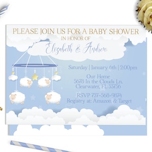 Sheep Baby Shower Invite, Lamb Baby Shower, Lamb Invitation, Editable, Instant download, ID127