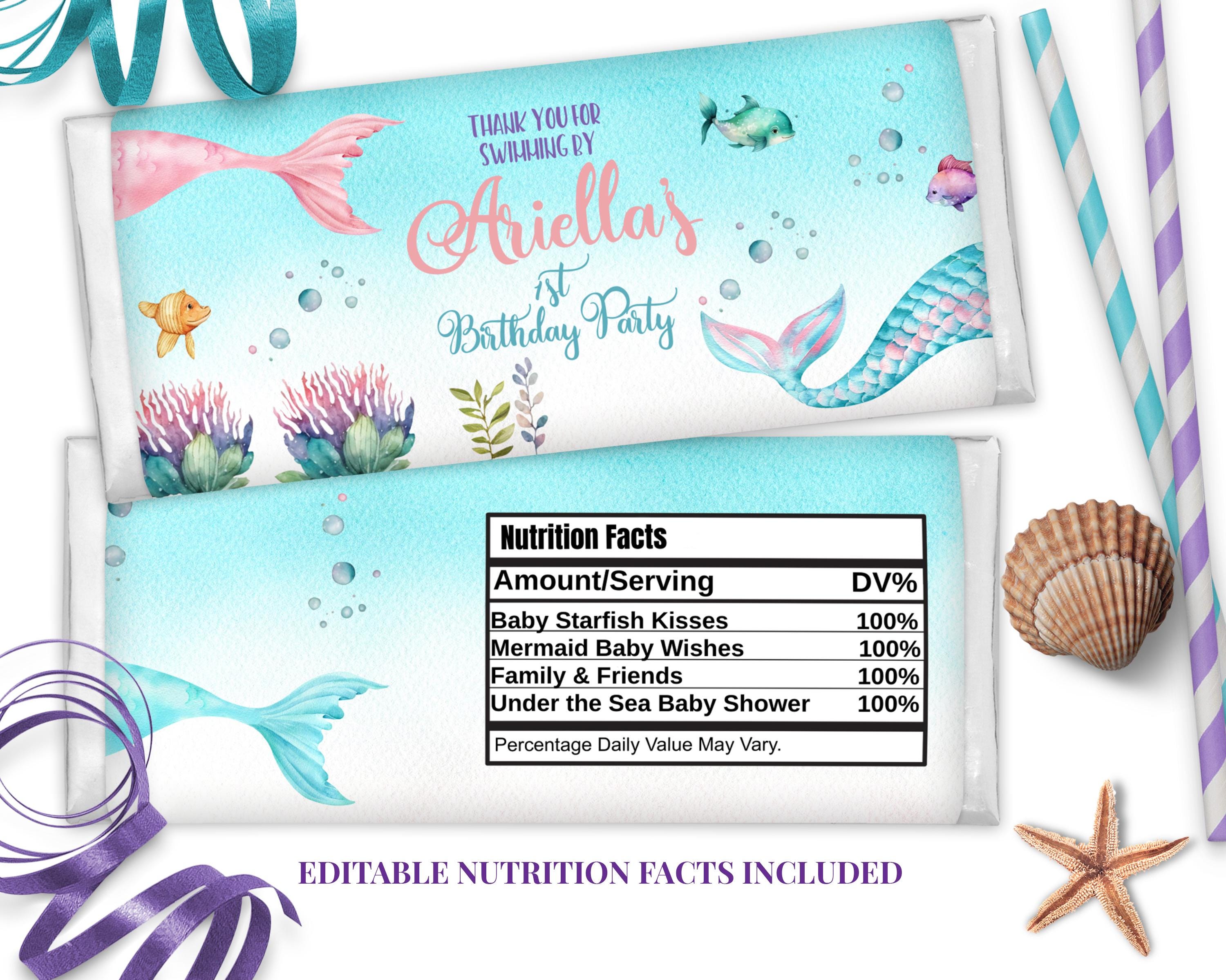 Editable 1st Birthday Mermaid Candy Bar Wrappers Mermaid Party Decor ...
