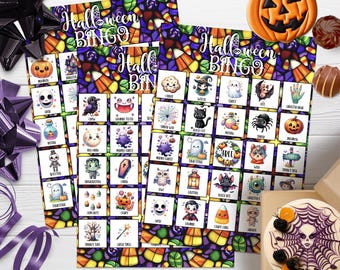 Schede di gioco del bingo di Halloween e biglietti da visita per i giochi di Halloween Attività divertenti di Halloween Download immediato Giochi di Halloween ID266