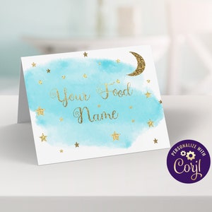 Twinkle Twinkle Little Star Baby Shower Food Tent Cards, Place Cards, Food Labels, ID157