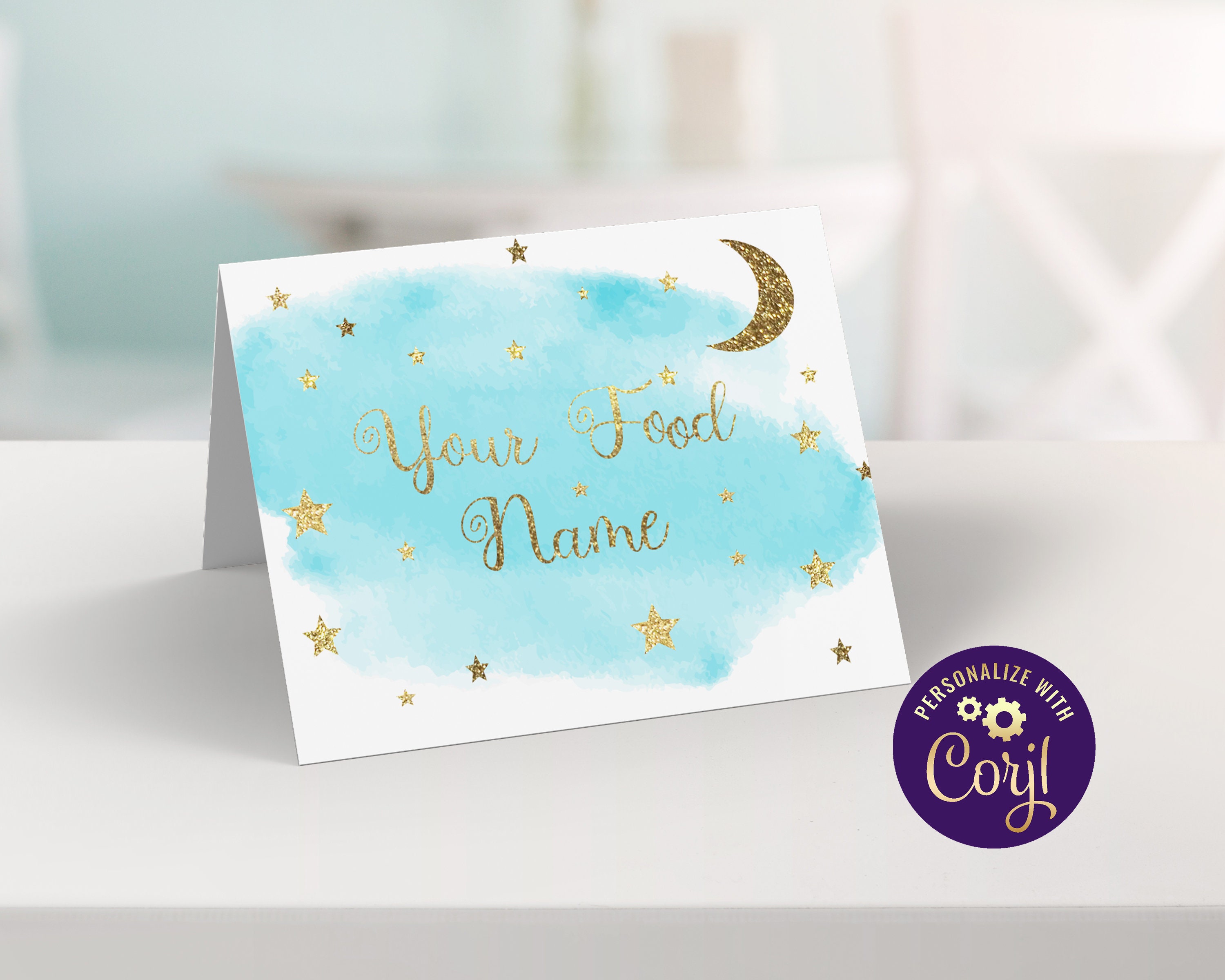 Twinkle Twinkle Little Star Baby Shower Food Tent Cards Place Cards Food Labels ID157