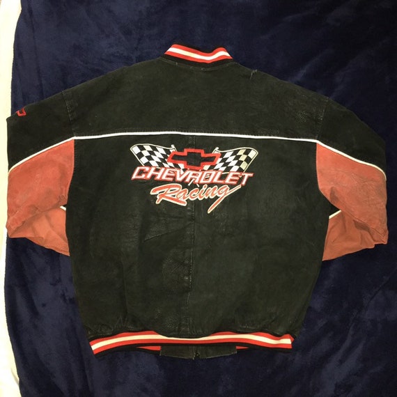 Vintage 1990s Nascar Chevy Racing Leather Jacket