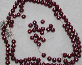 Fresh Water Pearls About 3mm, Red/Pink in Color, 2 Strands 14", Drilled Round Pearls