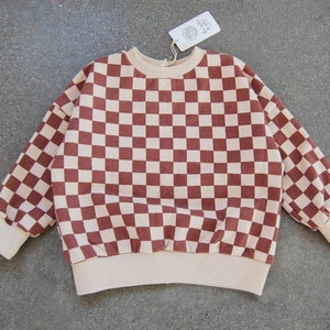 Fig Checks/Sweater Romper or Crewneck Sweatshirt/Organic French Terry