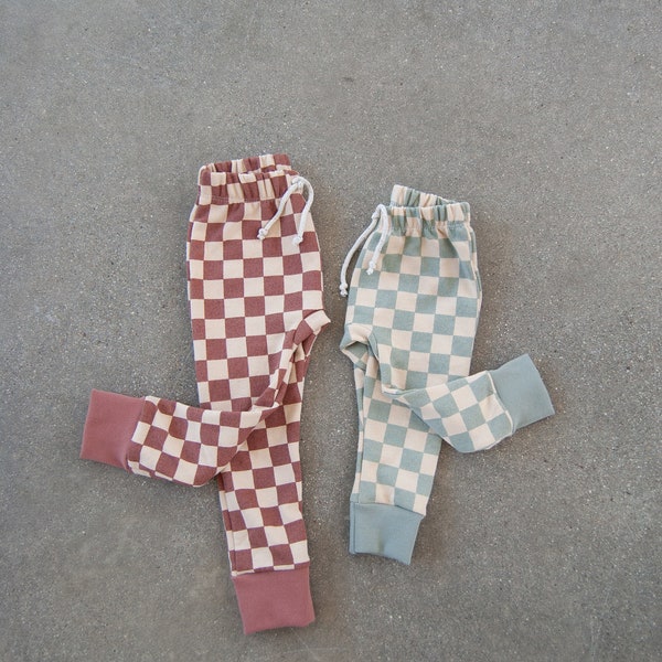 Checkered Gusset Pants/Organic French Terry