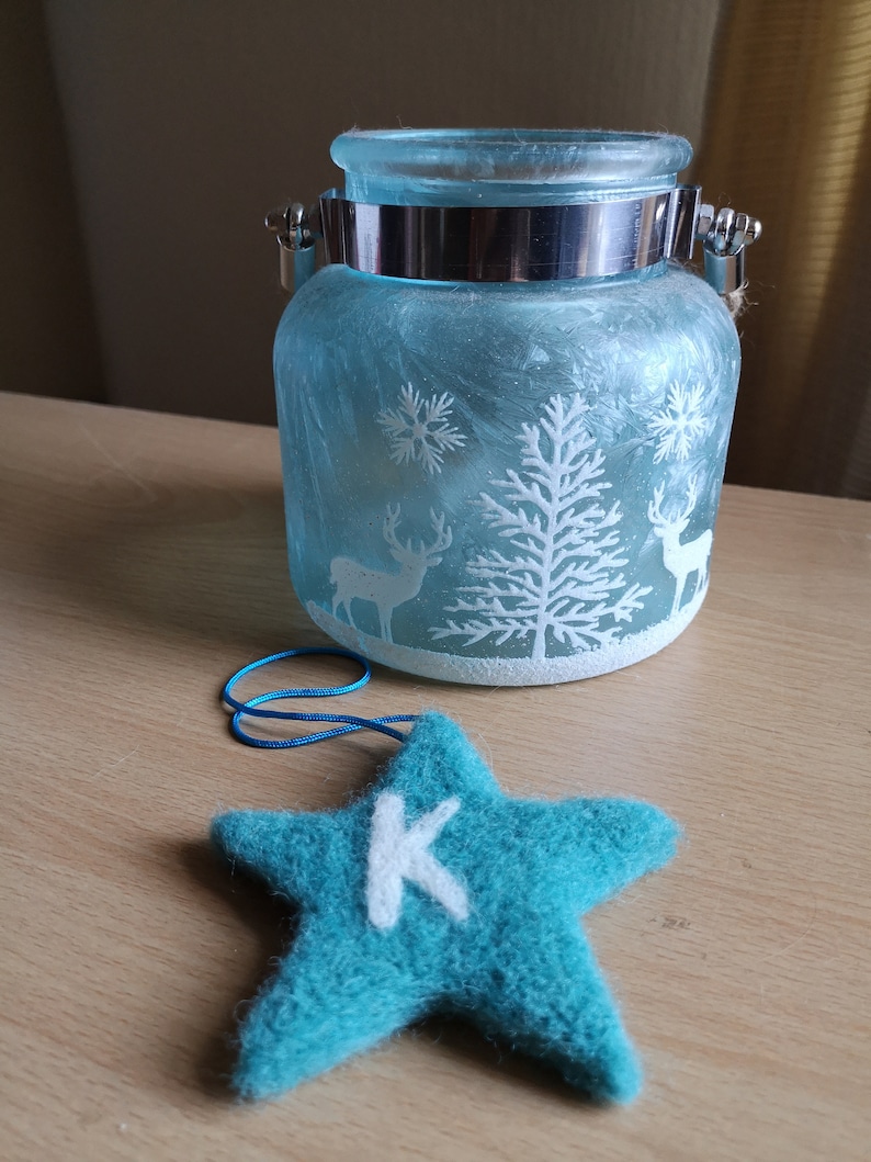 personalised dad gift gift for boy blue star bauble gift for boyfriend Needle Felted hanging star