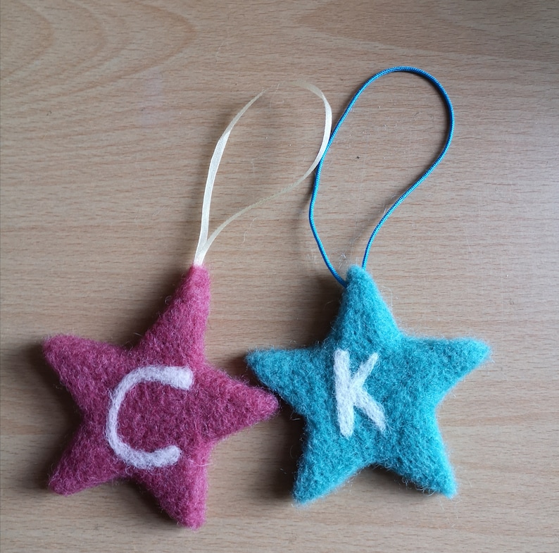 personalised dad gift gift for boy blue star bauble gift for boyfriend Needle Felted hanging star