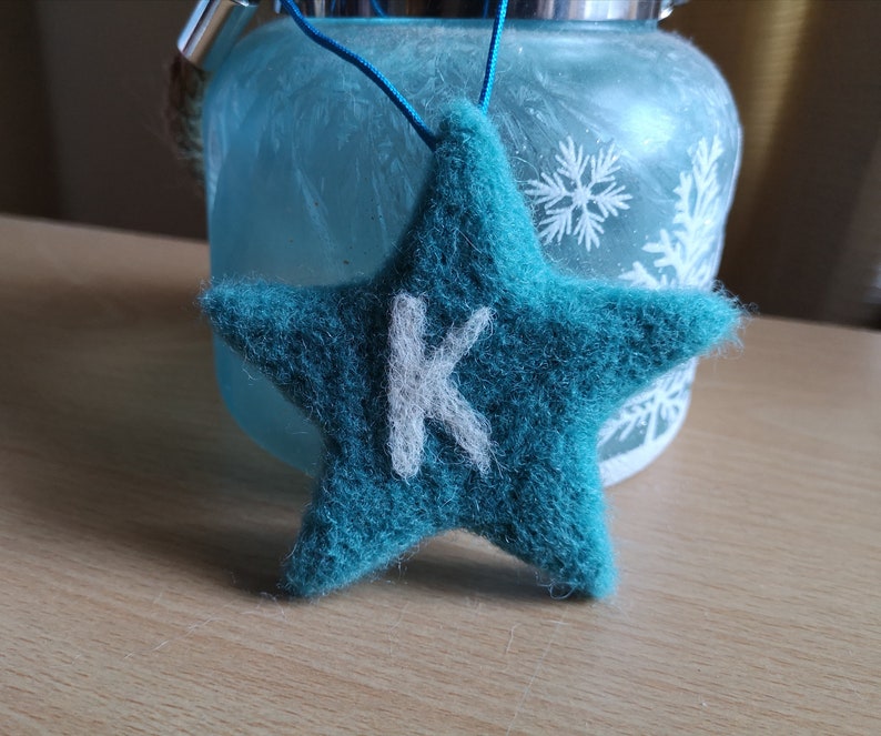 personalised dad gift gift for boy blue star bauble gift for boyfriend Needle Felted hanging star