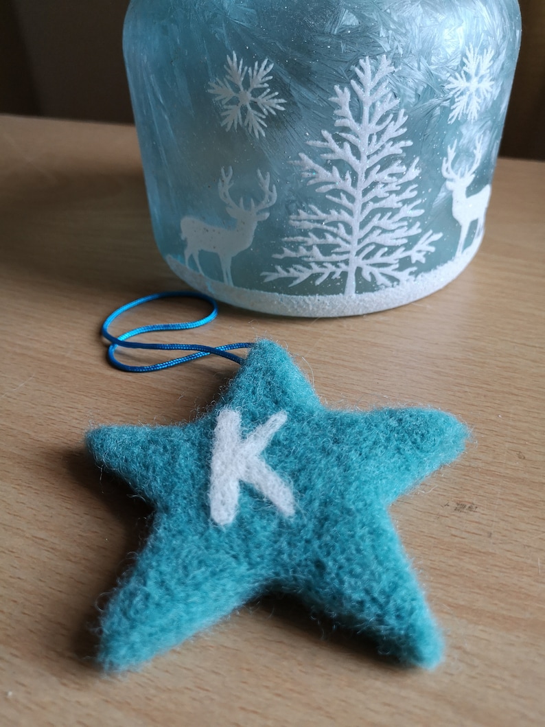 personalised dad gift gift for boy blue star bauble gift for boyfriend Needle Felted hanging star