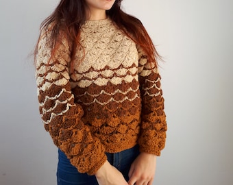 Two toned sweater pattern / crochet sweater for women / crochet tutorial diy pullover / ombre pullover / sweater weather ootd crochet / pdf