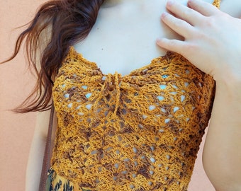 Kira top CROCHET PATTERN / beautiful sleeveless crop top / summer top for women / made to measure pattern / lacy crochet tutorial / pdf
