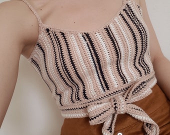 Guatemala top/ Crochet top pattern/ Striped crochet top for women/ Indian inspired top/ Summer Croptop/ Diy pattern top/ Top with a bow/ pdf