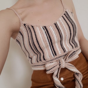 Top Guatemala/ Patrón top crochet/ Top crochet rayas para mujer/ Top inspiración india/ Croptop de verano/ Top patrón diy/ Top con lazo/ pdf