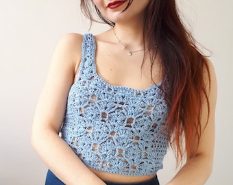 Alison top / CROCHET PATTERN / crochet tutorial to make a top / crocheted vest / crochet summer top / lacy top / croptop with lace / pdf