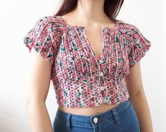 Vintage Vera Top CROCHET PATTERN/ crochet tutorial for a top with buttons/ summer buttoned tee/ beautiful laced top/ textured top/ pdf