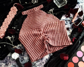 Ruched paty halter top pattern / Party wear / Sparkle outfit ootd/Crochet halter top / Sexy tube top pattern / pdf pattern / heart neckline
