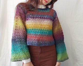 Wide sleeve sweater CROCHET PATTERN/ beginner friendly crochet pattern / raglan style top / top down work / pdf file