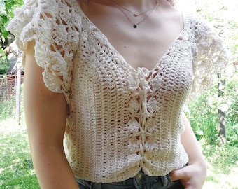 Fresia top CROCHET PATTERN / cute crochet top / tank top / beautiful laced top / summer crochet / advanced beginner / pdf file