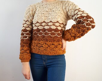 Two Toned Sweater Pattern / Crochet Sweater for Women / - Etsy