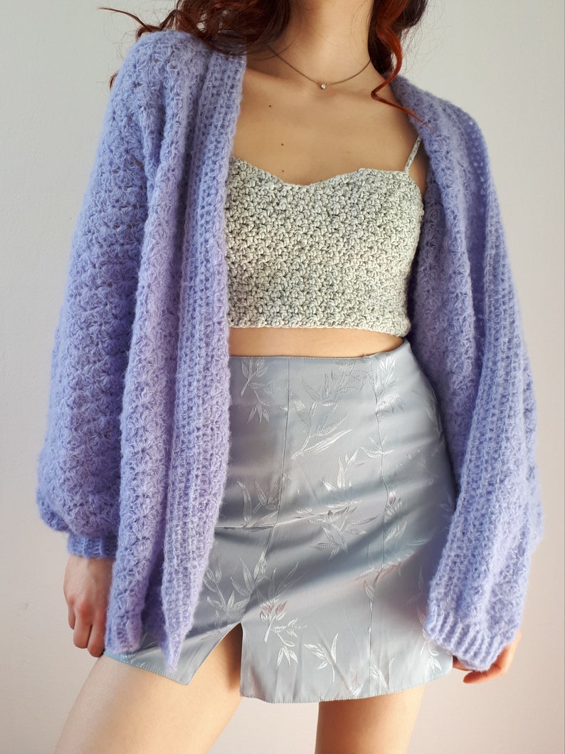 cardi rajut lilac