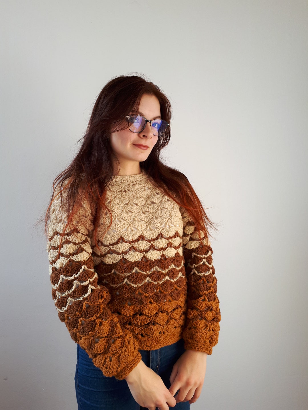 Two Toned Sweater Pattern / Crochet Sweater for Women / Crochet ...