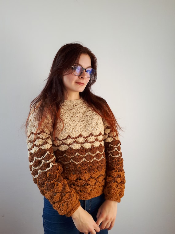 Modele de pull bicolore pull au crochet pour femme tuto crochet pull diy pull ombre pull meteo ootd crochet pdf Etsy France