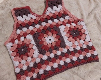 Granny square vest CROCHET PATTERN / granny squares crochet / retro crochet vest / vintage fashion vest / 70s vest pattern