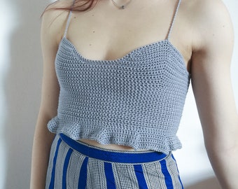 The dolly ruffle top/ Summer crop top/Crochet tutorial/Crochet top pattern/DIY fashion women/Top for girls and women/Cute and girly top pdf
