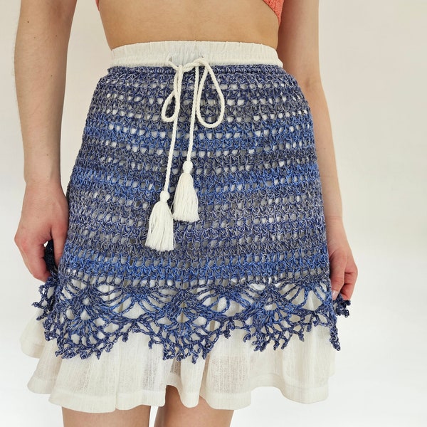 Seashore skirt CROCHET PATTERN / beautiful beachy skirt / coverup skirt / lacy flowy skirt for women / modern lace / detailed crochet