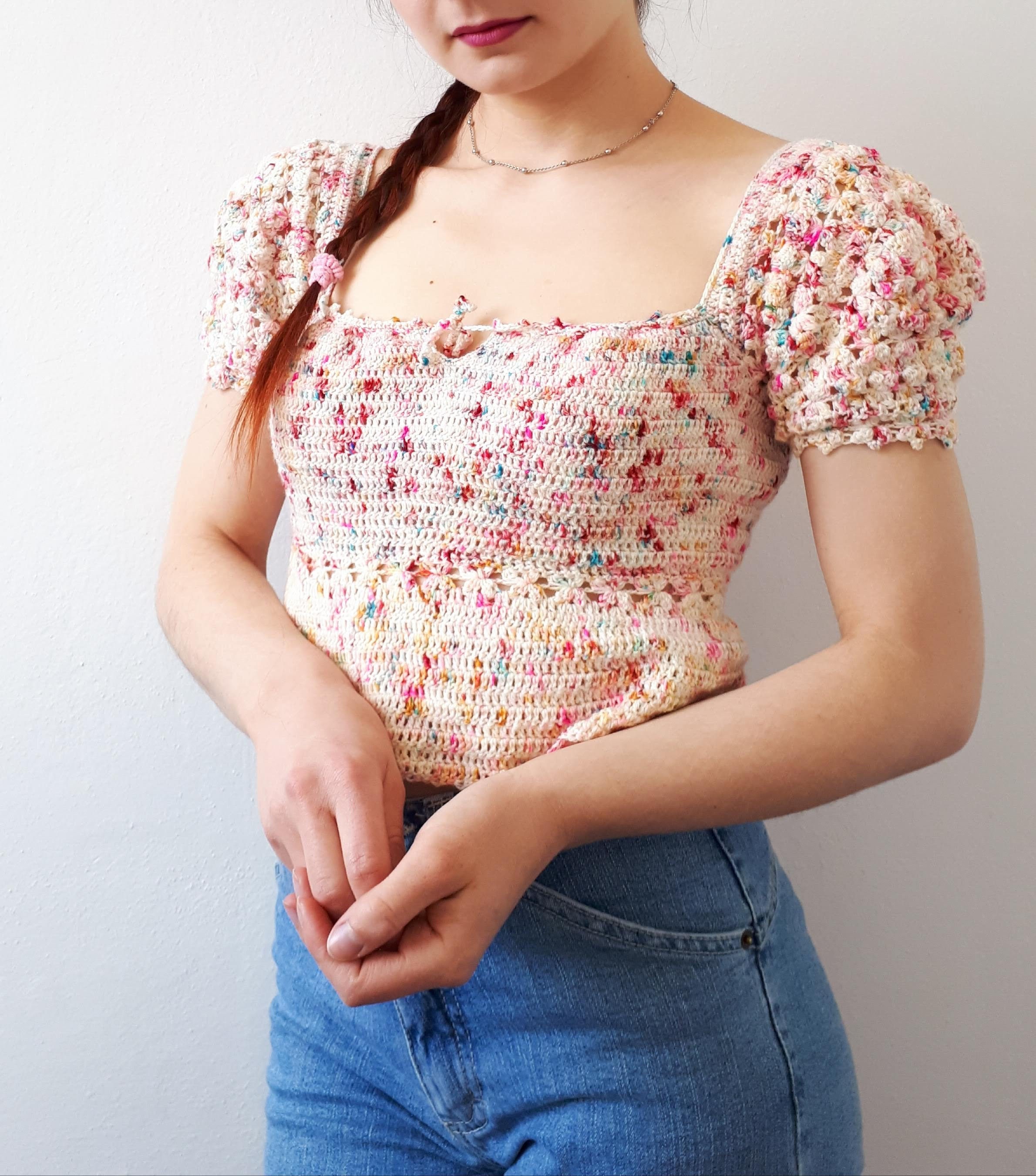 AMERI×MILLER POOFY TOPS Amy Mix Print Top in Blue Multi | Altar'd State