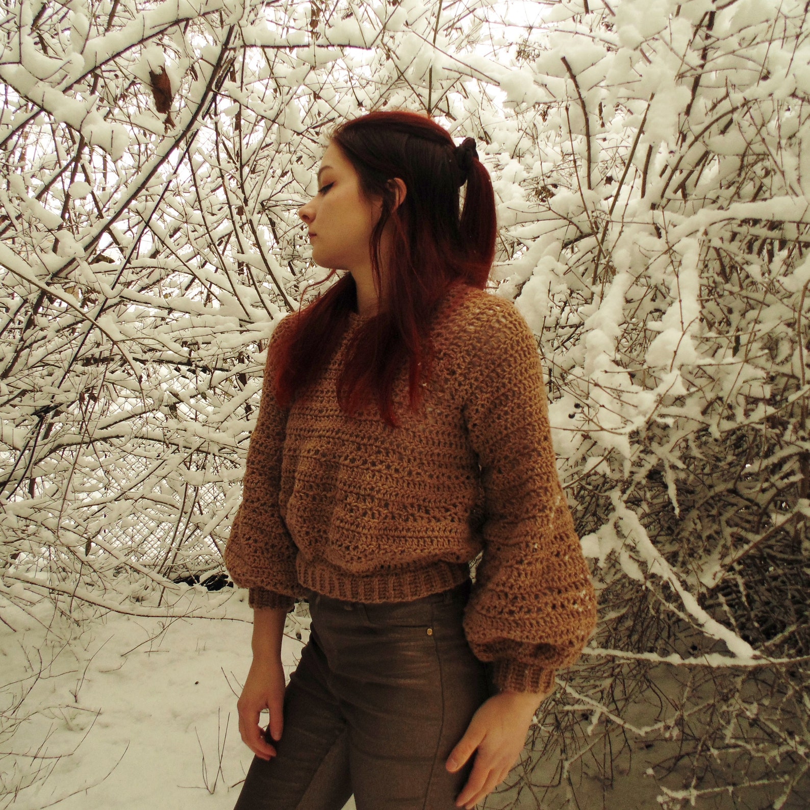 Puffy Crochet Sweater Pattern/ Oversized Comfy Sweater/ Puffy Cropped