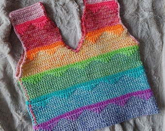 Striped vest CROCHET PATTERN / cute winter vest / rainbow clothes / modern vest for autumn / sleeveless top / stash busting project