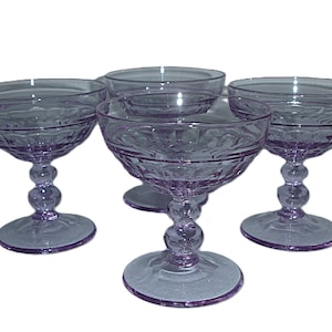 Four Rare Heatherbloom Color  Cambridge Glass Martha Washington Cocktail Sherbet Glasses