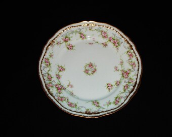 Quattro piatti da pranzo Limoges Pink Roses Double Gold da 8 1/2 pollici Theodore Haviland SCH 340