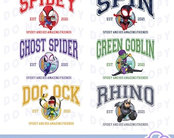 Spidey And His Amazing Friends Bundle PNG, Avengers Matching Png, Spiderman Family Matching Png, Ghost Spider Spin Png, Avengers Superhero