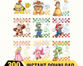 Customize All Characters Super Mario Retro Png, Nintendo World Family Matching Holiday Trip Matching Png, Super Mario Birthday Trip Gifts