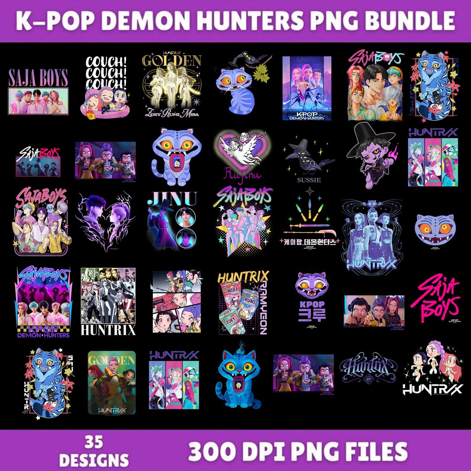 kpop-demon-hunters-png-bundle-demon-hunters-merch-saja-boys-girls