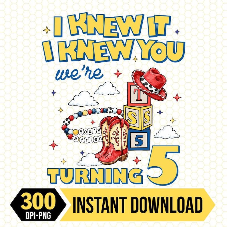 Personalized Toy Story 5 Birthday Png, I Knew It I Knew You Png, Long Live TS Toy Story, You've Got a Friend in Me, Disneyland Birthday Gift image 1
