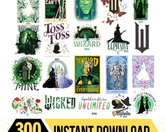 Wicked Musical PNG Bundle Elphaba and Glinda Png Changed for Good Broadway Quotes Emerald City Witch Designs Digital Download