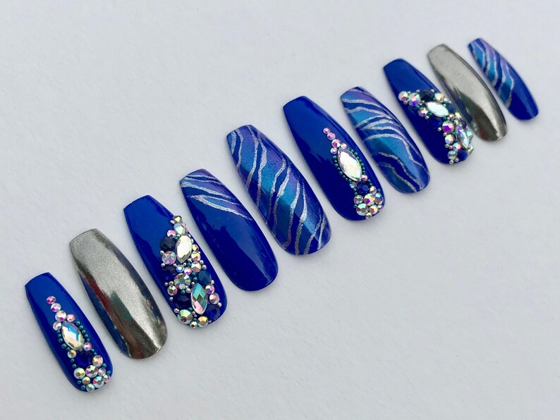 Fierce Royal Blue Navy Silver Iridescent Chrome Swarovski Etsy Fierce Royal Blue Navy Silver Iridescent Chrome Swarovski Etsy