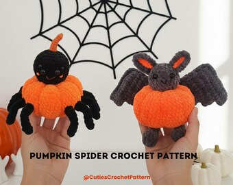 Halloween Amigurumi Crochet Pattern Bundle: Pumpkin Spider & Bat (PDF)