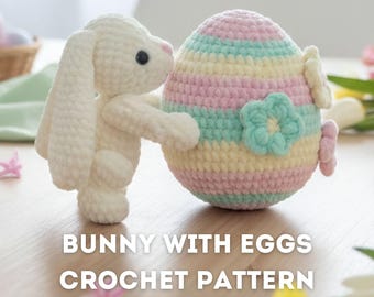 Bella Bunny Crochet Pattern | Easter Amigurumi Bunny with Egg | Plush Yarn Crochet Toy | Beginner Friendly PDF | ENGLISH ONLY