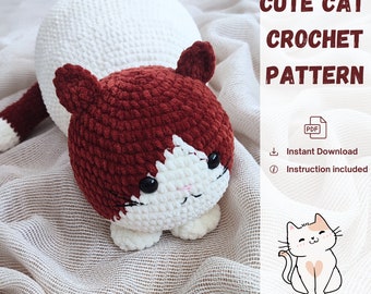 Chubby CAT Crochet Pattern – Easy Amigurumi Kitten PDF, Low-Sew DIY Plushie