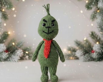 Grinch Crochet Pattern, No Sew Amigurumi Christmas Toy (PDF Pattern)