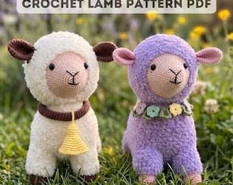 Crochet Lamb Pattern PDF, Amigurumi Sheep Plush Toy, Fluffy Standing Farm Animal, Easy Crochet Pattern, Instant Download DIY Gift
