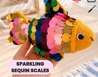 Sunbeam Fish Crochet Pattern PDF, Sparkly Sequin Fish Amigurumi, Low-Sew Crochet Pattern, Instant Download, Easy Crochet Project