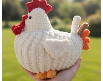 Chicken Crochet Pattern PDF | Low-Sew Hen Amigurumi | Mabel Chicken Plush Toy | Instant Download