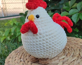 Low-Sew ROOSTER Crochet Pattern – Easy Amigurumi Farm Animal PDF for Beginners